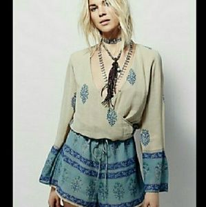 Free People long sleeve lightweight romper